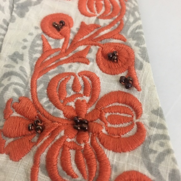 Anthropologie Embroidered Tie Back Top - Picture 3 of 8